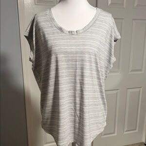 Athleta Gray Striped Short Sleeve Tee